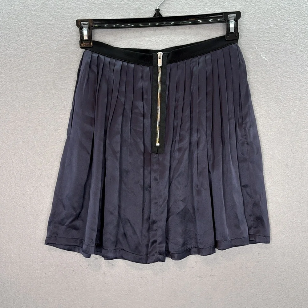 Sandro‎ - women’s 100% silk Pleated Mini  Skirt blue / purple size 1 / S